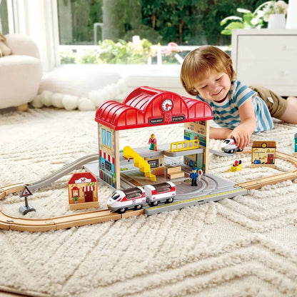 Hape Portable Train Station Set｜便攜火車站套裝