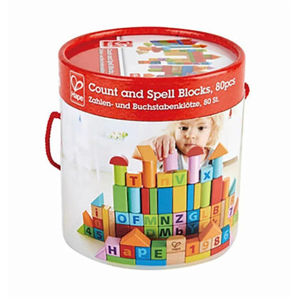 Hape Alphabet and Number Building Blocks (80 pieces) | 桶裝積木（80 件）