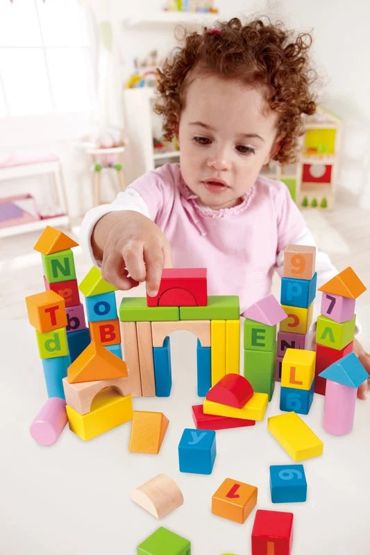 Hape Alphabet and Number Building Blocks (80 pieces) | 桶裝積木（80 件）