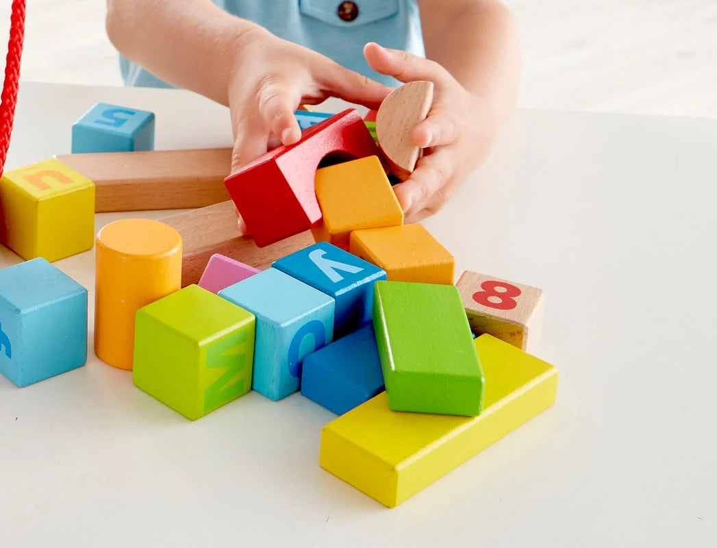 Hape Alphabet and Number Building Blocks (80 pieces) | 桶裝積木（80 件）