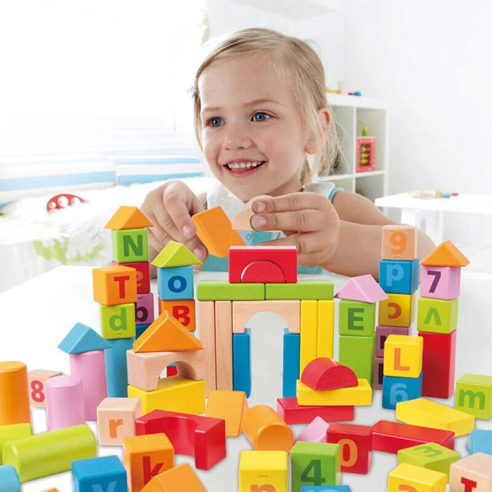 Hape Alphabet and Number Building Blocks (80 pieces) | 桶裝積木（80 件）