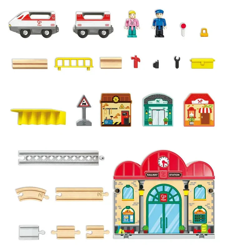 Hape Portable Train Station Set｜便攜火車站套裝