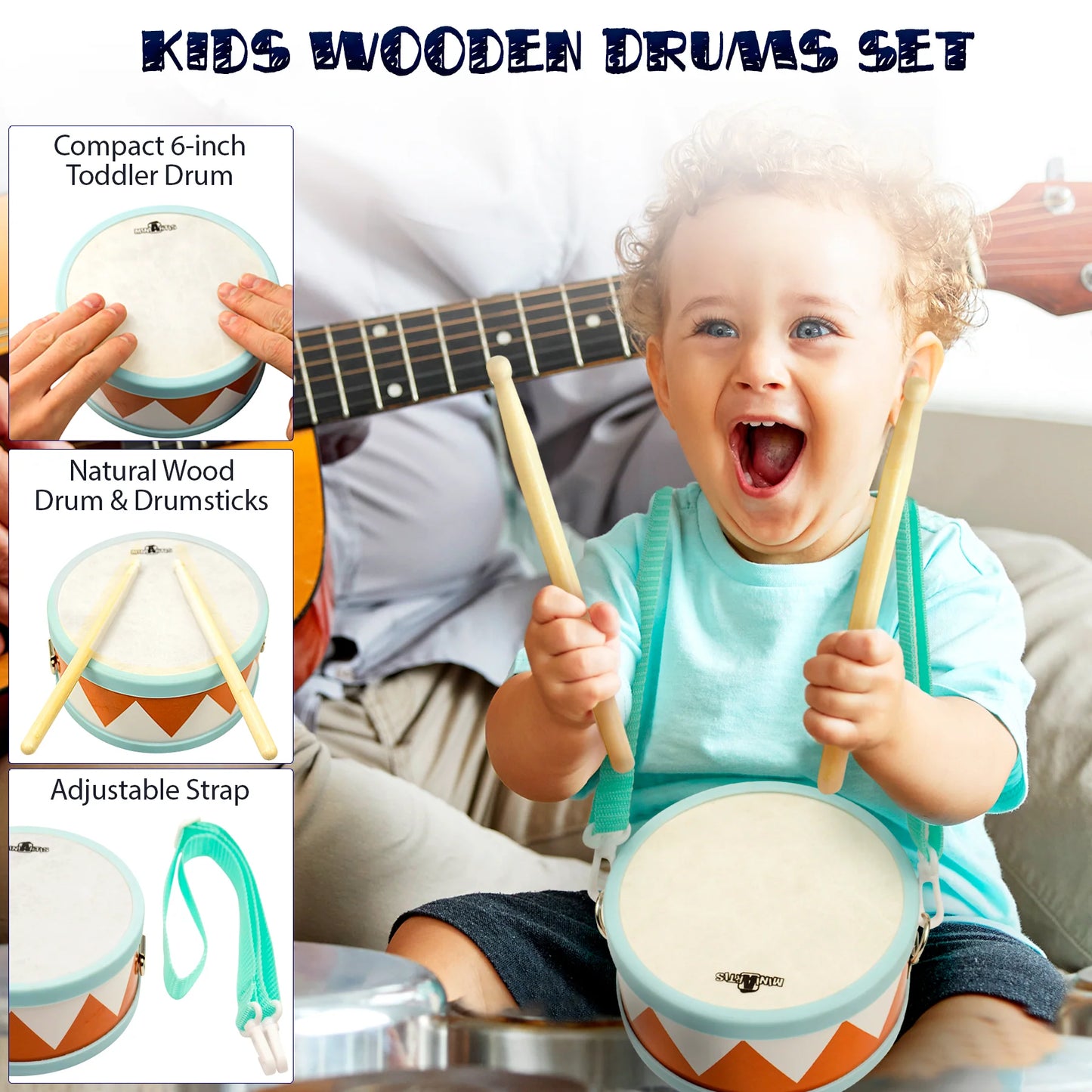 Montessori Baby Drum Set for Toddlers 1-3 (with Percussion Instruments & Music Set)